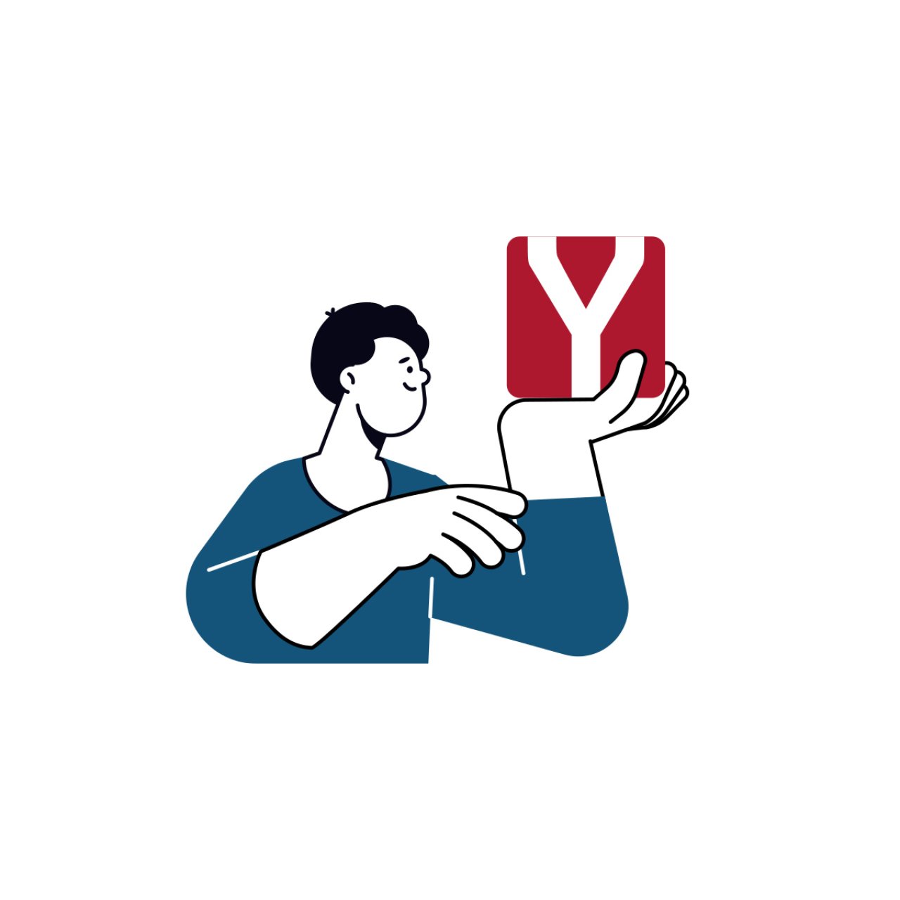 Illustration eines Mannes der das YAPEAL Logo in der Hand hält.