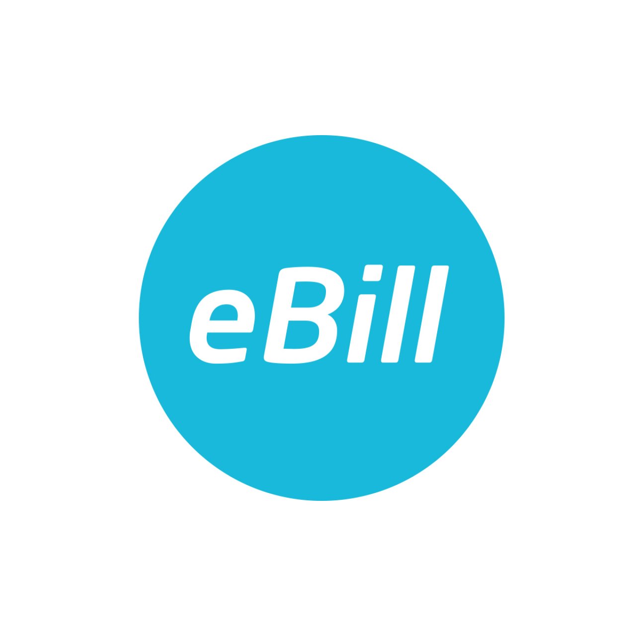 Hellblaues eBill Icon auf weissem Hintergrund